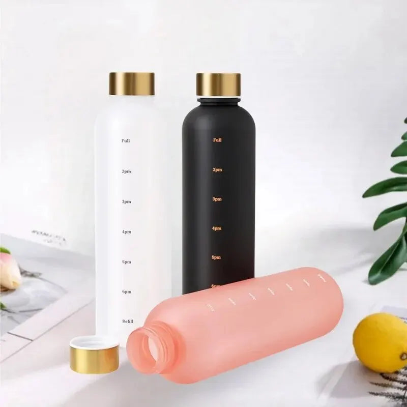 1L Time Marker Motivational Water Bottle - BPA-Free Leakproof