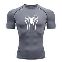 Superhero Print Men's Compression Rash Guard Tee - Quick-Dry