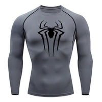 Spider Print Long-Sleeve Men's Compression Rash Guard