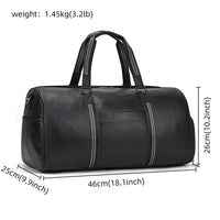 Big Capacity Genuine Leather Travel Bag For Men Women Soft Black Cowhide Casual Travel Duffel Large Luggage Weekend Shoulder Bag