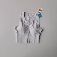 Front-Zip Shock-Absorbing Sports Bra Vest - Quick-Dry Nylon