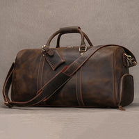 Big Capacity Genuine Leather Travel Bag For Men Women Soft Black Cowhide Casual Travel Duffel Large Luggage Weekend Shoulder Bag