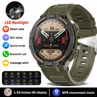 Military-Grade 360x360 HD Smartwatch - Flashlight, BT Call & Health