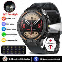 Military-Grade 360x360 HD Smartwatch - Flashlight, BT Call & Health