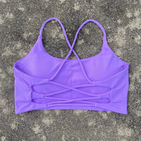 Cross-Back Spaghetti Strap Sports Bra - Padded U-Neck