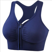 CZGUKE Zip-Front Shock-Resistant Sports Bra - Plus-Size Nylon