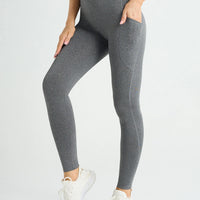 High-Waist Push-Up Leggings with Welt Pockets - Solid Colour