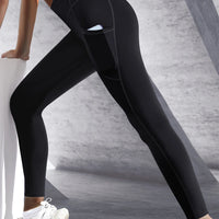 High-Waist Push-Up Leggings with Welt Pockets - Solid Colour