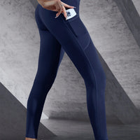 High-Waist Push-Up Leggings with Welt Pockets - Solid Colour