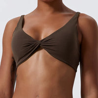Hearuisavy Shockproof Push-Up Sports Bra - Pleated Quick-Dry