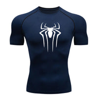 Superhero Print Men's Compression Rash Guard Tee - Quick-Dry