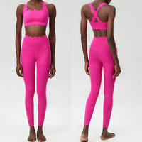 Solid Colour 2-Piece Slim-Fit Gym Set - Breathable Nylon