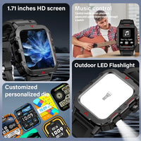 LAXASFIT Men's Outdoor Smartwatch - LED Flashlight & Health Monitor
