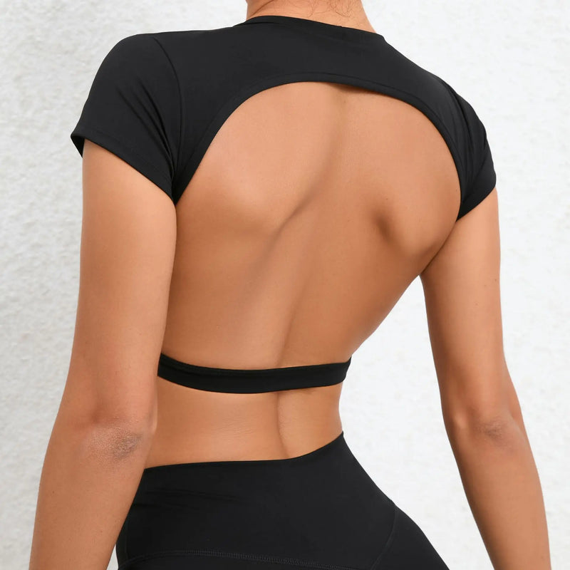 Hearuisavy Backless Breathable Crop Top - Anti-Pill Gym Shirt
