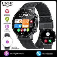 LIGE Magnetic Leather Strap Smartwatch - Bluetooth Calling & Health