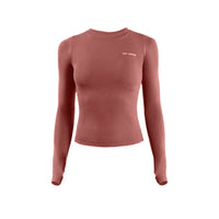 Solid Colour Long-Sleeve Seamless Crop Top - Breathable Quick-Dry