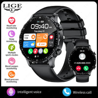 LIGE Magnetic Leather Strap Smartwatch - Bluetooth Calling & Health