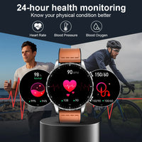 LIGE Magnetic Leather Strap Smartwatch - Bluetooth Calling & Health