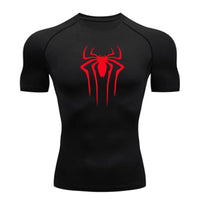 Superhero Print Men's Compression Rash Guard Tee - Quick-Dry