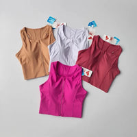 Front-Zip Shock-Absorbing Sports Bra Vest - Quick-Dry Nylon