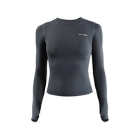 Solid Colour Long-Sleeve Seamless Crop Top - Breathable Quick-Dry