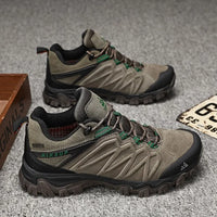 HIKEUP Men's Leather Trekking Shoes - Breathable Rubber Outsole