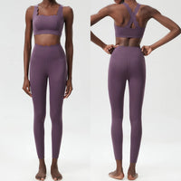 Solid Colour 2-Piece Slim-Fit Gym Set - Breathable Nylon