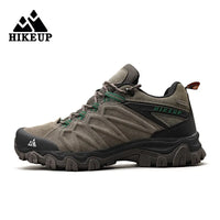 HIKEUP Men's Leather Trekking Shoes - Breathable Rubber Outsole