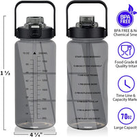 2L Motivational Water Bottle with Straw, Sleeve & Time Marker - 64oz