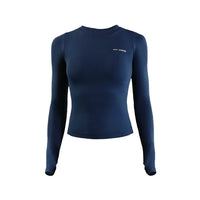 Solid Colour Long-Sleeve Seamless Crop Top - Breathable Quick-Dry