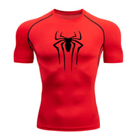 Superhero Print Men's Compression Rash Guard Tee - Quick-Dry