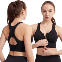 CZGUKE Zip-Front Shock-Resistant Sports Bra - Plus-Size Nylon