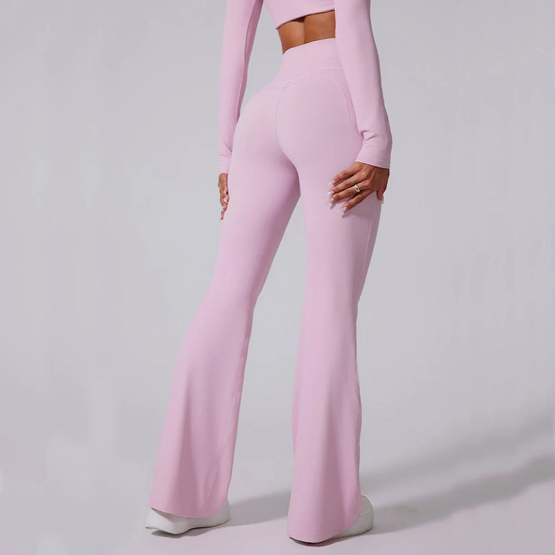Wide-Leg Flared High-Waist Tummy Control Yoga Leggings