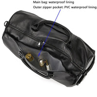 Big Capacity Genuine Leather Travel Bag For Men Women Soft Black Cowhide Casual Travel Duffel Large Luggage Weekend Shoulder Bag