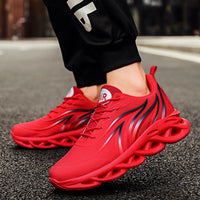 AIRAVATA Flame Print Linen Running Sneakers - Height-Increasing