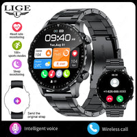 LIGE Magnetic Leather Strap Smartwatch - Bluetooth Calling & Health