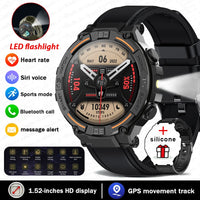 Military-Grade 360x360 HD Smartwatch - Flashlight, BT Call & Health