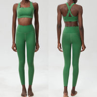 Solid Colour 2-Piece Slim-Fit Gym Set - Breathable Nylon