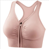 CZGUKE Zip-Front Shock-Resistant Sports Bra - Plus-Size Nylon