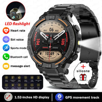 Military-Grade 360x360 HD Smartwatch - Flashlight, BT Call & Health