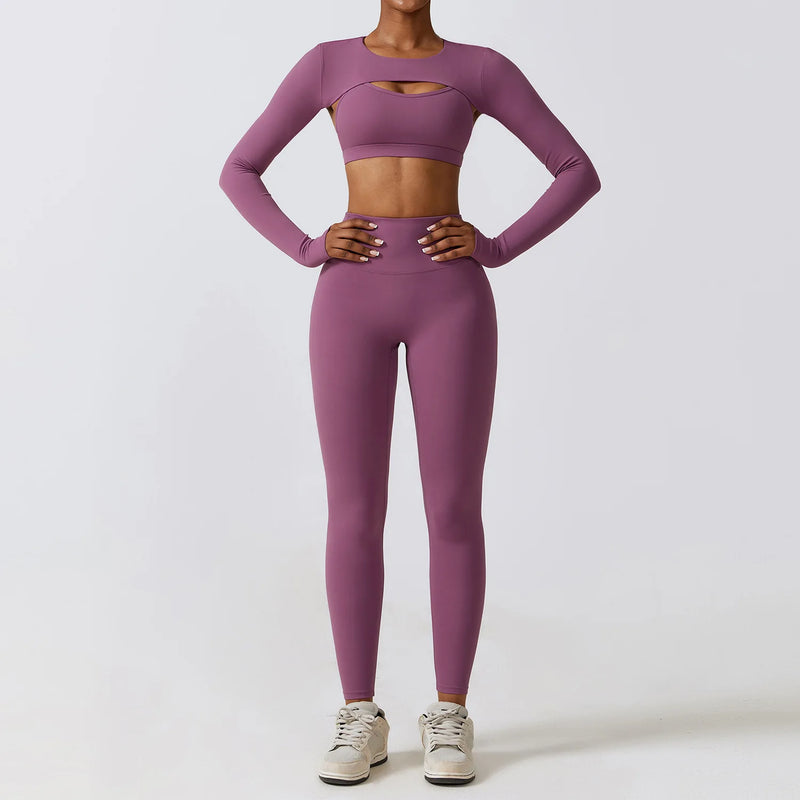 2-3 Piece Yoga Suit - Sports Bra, Crop Top & Gym Leggings