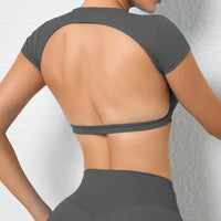 Hearuisavy Backless Breathable Crop Top - Anti-Pill Gym Shirt
