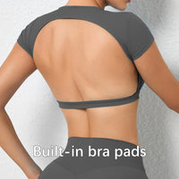 Hearuisavy Backless Breathable Crop Top - Anti-Pill Gym Shirt