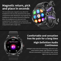 LIGE 2-in-1 AMOLED Smartwatch with Built-In Bluetooth Earbuds