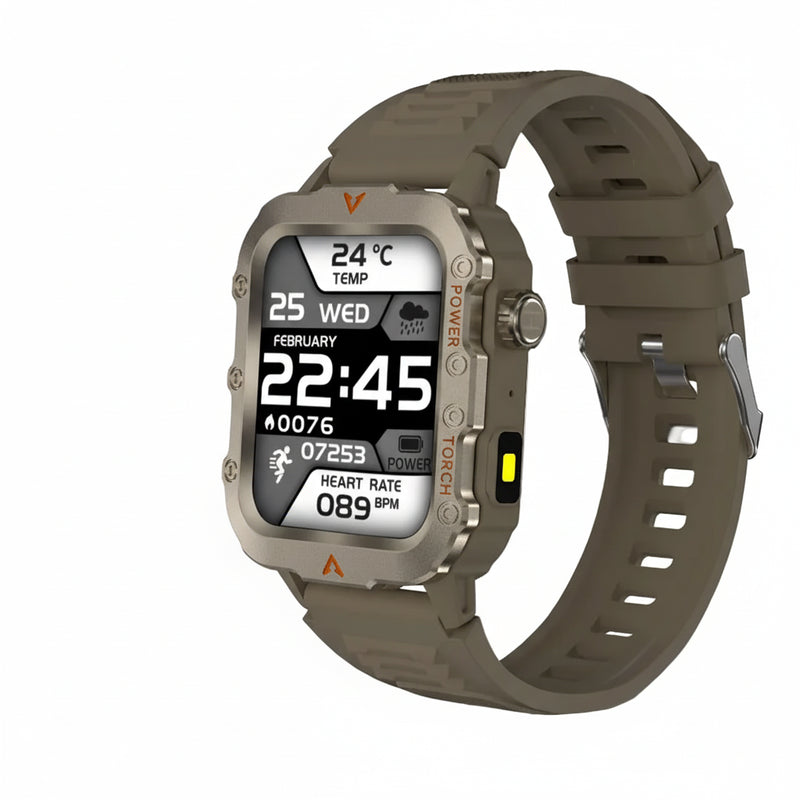 LAXASFIT Men's Outdoor Smartwatch - LED Flashlight & Health Monitor