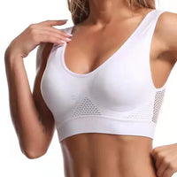 Seamless Mesh Vest Sports Bra - Removable Pad, Large Size