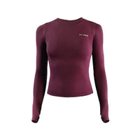 Solid Colour Long-Sleeve Seamless Crop Top - Breathable Quick-Dry