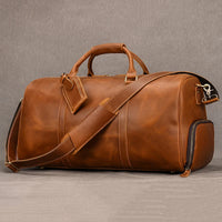 Big Capacity Genuine Leather Travel Bag For Men Women Soft Black Cowhide Casual Travel Duffel Large Luggage Weekend Shoulder Bag