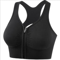 CZGUKE Zip-Front Shock-Resistant Sports Bra - Plus-Size Nylon