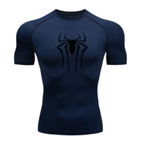 Superhero Print Men's Compression Rash Guard Tee - Quick-Dry